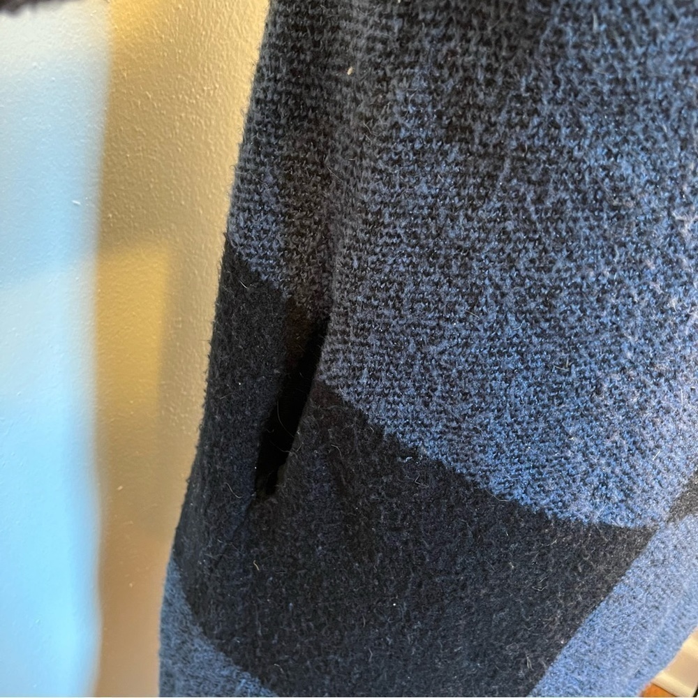 Joseph A. Buffalo Check Longline Duster Cardigan Blue Black - Picture 7 of 13